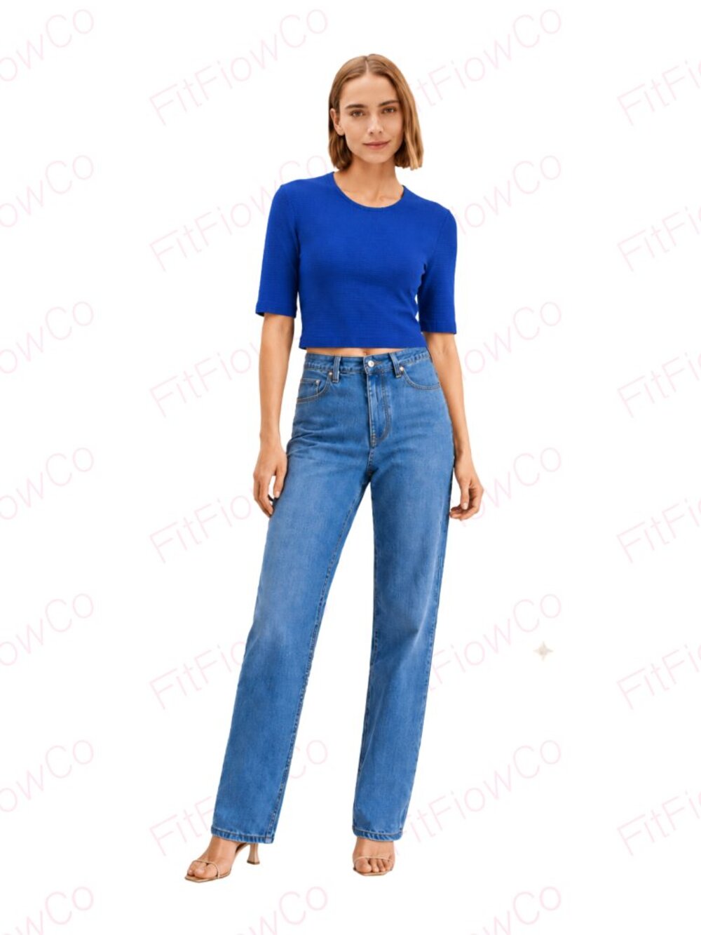 BCBGMAXAZRIA Cobalt Blue Cropped Knit Top Size M